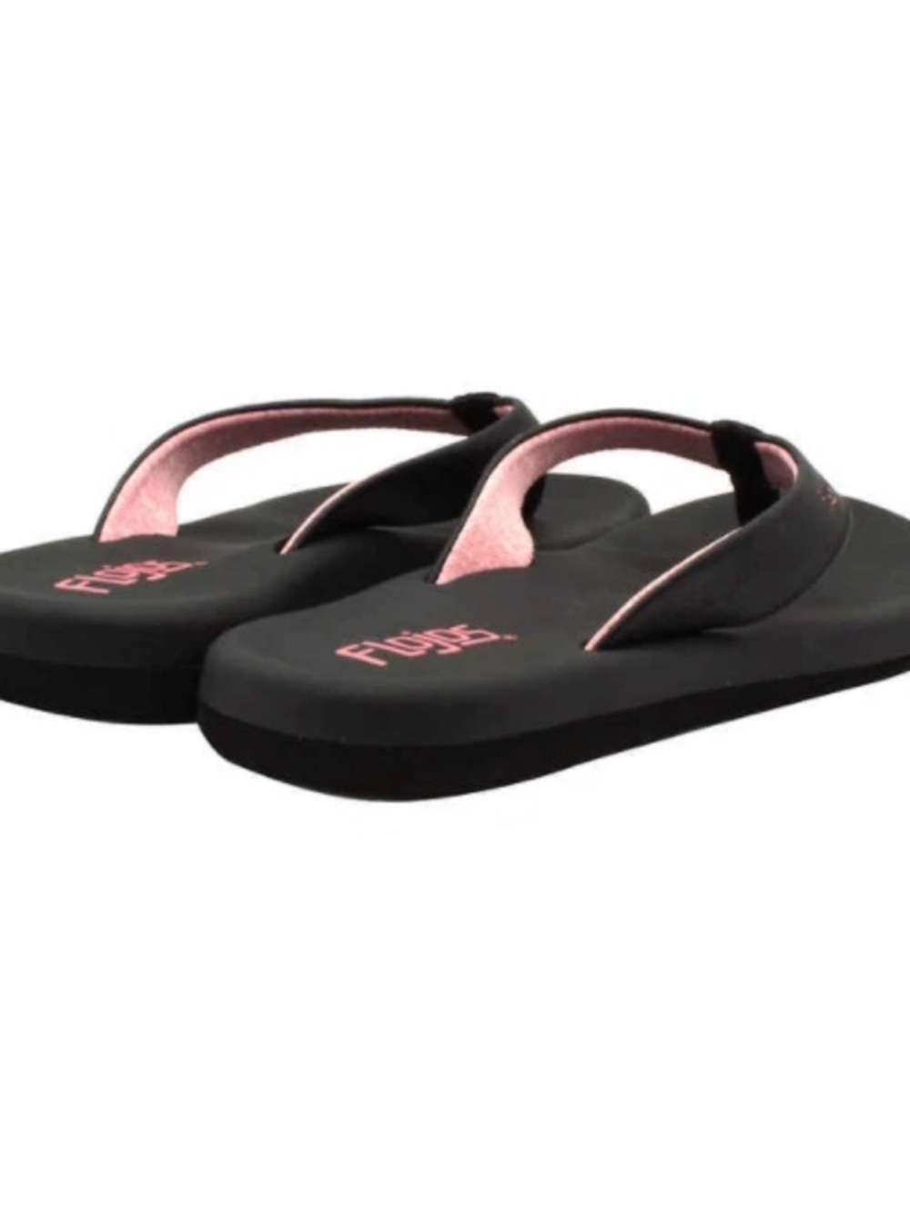 Flojos Black Flip Flop Sandals with Pink Interior Accent - Picture 2 of 5